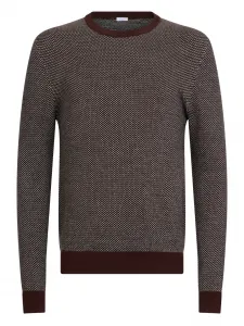 Вязаный свитер с узором и круглым вырезом Malo, коричневый