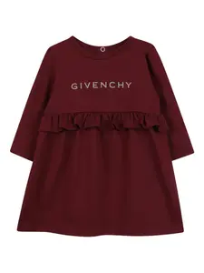 Платье с оборками и логотипом Givenchy Kids, красный