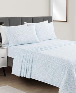 Комплект постельного белья из микрофибры с принтом, размер 4, легко моется, простыни размера King Macy's, бирюзовый