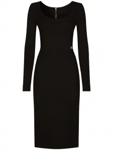 Платье миди Milano в рубчик с логотипом DG DOLCE & GABBANA, черный