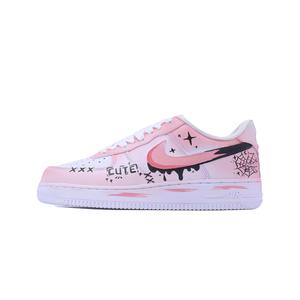 Nike Кроссовки Air Force 1 Novel Point, Sweetheart Spider Trace, с антискользящим покрытием, износостойкие, низкие, унисекс, розовые