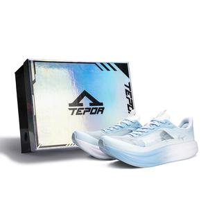 Кроссовки для бега унисекс с амортизацией, увеличивающие высоту, устойчивые к истиранию, легкие, дышащие, с золотым покрытием и карбоновой пластиной TEPOR, Muyun White Box