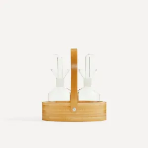 Набор бутылочек для боросиликатного масла на бамбуковой подставке El Corte Inglés, стекло