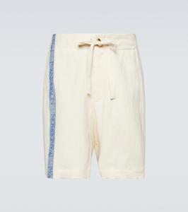 Шорты из хлопка и льна с высокой посадкой и логотипом Jw Anderson, нейтральный