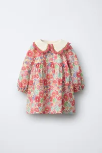 Платье с цветочным принтом Zara, розовый