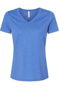 Женская свободная футболка BELLA + CANVAS Heather CVC с V-образным вырезом, цвет heather true royal