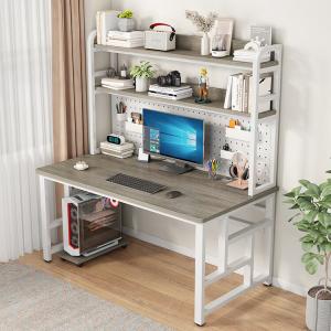 Компьютерный стол Xinmeikai с полками, 120x60x170 см, белая рама + Armani gray [web plate style]