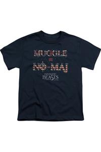 Фантастические твари UK US No Maj футболка с коротким рукавом для детей Gildan, темно-синий