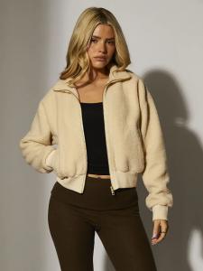 Укороченная куртка South Beach из искусственного меха с флисовой спинкой кремового цвета