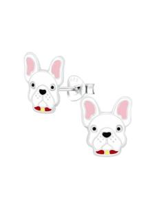 Alexander York Серьги-гвоздики в виде головы собаки, розовые, из серебра 925 пробы, комплект из 2 штук