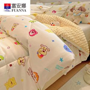 Fuanna Одеяло зимнее двуспальное 200х230 см, вес 3,75 кг, двойной слой марли с лицевой стороны, велюр с изнанки, утепленное хлопковым наполнителем