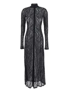 Макси-платье с высоким воротником Msgm, черный