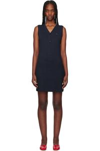 Мини-платье с ребрами и аппликацией лисенка Maison Kitsuné, синий