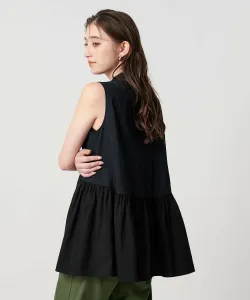 Вышитая блузка без рукавов можно стирать United Arrows, цвет Navy