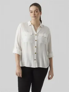 Блузка-рубашка Vero Moda Curve "VMBUMPY L/S SHIRT NEW CURVE GA NOOS", белый