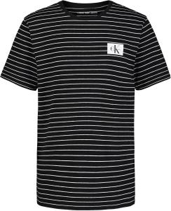 Футболка Calvin Klein Boys с короткими рукавами, полосатой отделкой и круглым вырезом, мягкая, удобная, свободного кроя., Linear Stripe Black