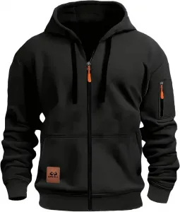 Мужская толстовка с капюшоном и карманами, Casual, Full Zip