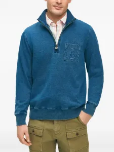 Свитшот с короткой молнией и нагрудным карманом Brooks Brothers, синий