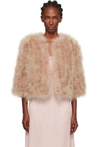 Короткая куртка с перьями Yves Salomon, цвет palombaggia