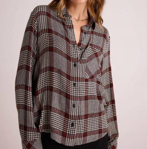 Карманная рубашка с отложным воротником и хвостиком в зимнюю клетку Glen Plaid Bella Dahl, Winter Glen Plaid