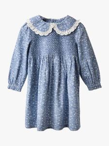 Детское платье из вельвета с цветочным принтом JoJo Maman Bébé, Blue