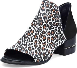 Женские ботильоны XYD с острым вырезом, массивным каблуком, открытым носком, заклепками, боковой молнией, повседневные и праздничные туфли, Leopard