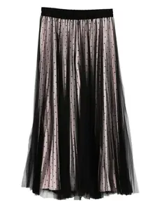 Плиссированная юбка миди в горох STYLAND, черный