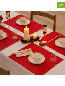 Mint Rugs Комплект из 2 салфеток под тарелки "Рождественская Эволет" красного цвета - (Д)50 x (Ш)40 см