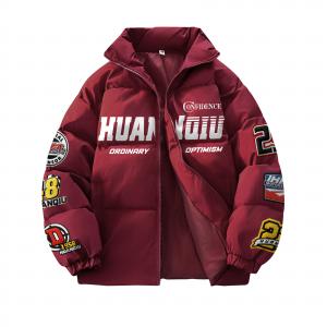 Пуховик Unisex Stand Collar Moderate Padded HUANQIU, maroon