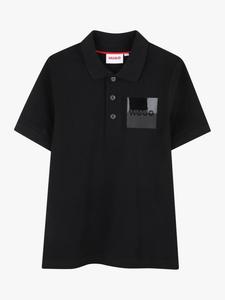 Детская поло с коротким рукавом из хлопковой смеси HUGO BOSS, Black