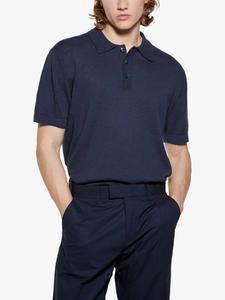 Короткий рукав поло из смеси хлопка и льна SISLEY, Navy