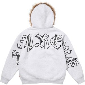 Худи на молнии из искусственного меха Supreme, серый