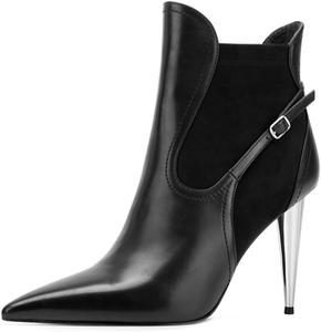 Женские ботильоны FYS с острым носком, на высокой массивной подошве, короткие, с ремешком на щиколотке, модные, для вечеринок, танцев и официальных мероприятий, размеры 4-16 US, Black