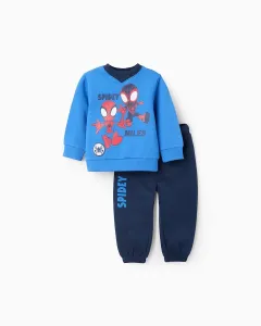 Детский спортивный комплект из 100% хлопка с начесом с принтом Спайди Zippy, синий