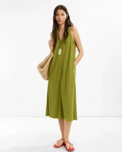 Свободное миди-платье без рукавов с пуговицами Parfois, зеленый