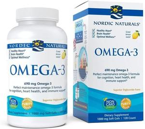 Nordic Naturals, Омега-3 690 мг, со вкусом лимона, 120 капсул