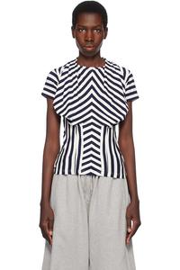 Полосатая футболка из джерси с драпировкой Pushbutton, цвет navy stripe