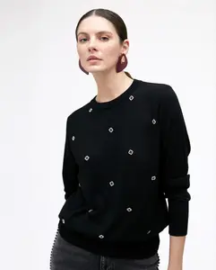 Женский кардиган с круглым вырезом и декоративными элементами в виде украшений Lola Casademunt, черный