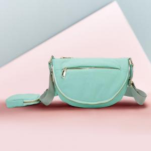 Полукруглая сумка через плечо из цельного нейлона FASHNZFAB, Turquoise