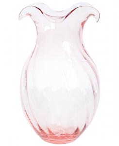 Большая вертикальная рифленая ваза из стекла с изображением гибискуса VIETRI, розовый