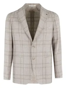 Льняной жакет в клетку TAGLIATORE, серый