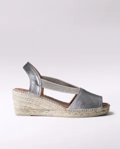 Женские эспадрильи на клиновидной подошве из кожи с резинками Toni Pons, серый