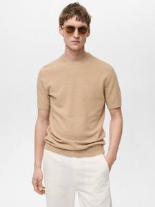 Футболка Andrew с коротким рукавом Regular Fit из хлопкового микса Mango, Beige