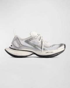 Мужские кроссовки для бега с сетчатой ​​вставкой Balenciaga, цвет 9100 White/Silver