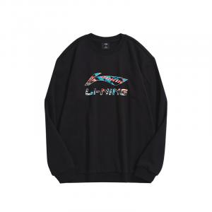 Мужская толстовка Li Ning, черная, с круглым вырезом, средней и стандартной длины