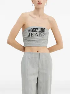 Бандо в полоску с логотипом Moschino Jeans, серый