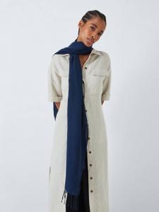 Шарф с бахромой из смеси шерсти John Lewis, темно-синий