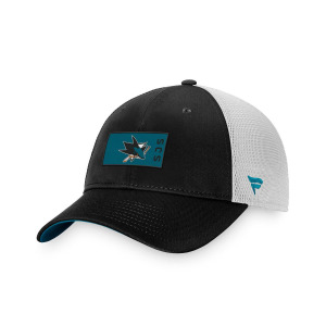 Мужская фирменная черно-белая кепка San Jose Sharks Authentic Pro Rink Trucker Snapback Fanatics