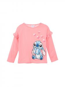 Рубашка с длинными рукавами для девочки розового цвета, изготовлена из 100% хлопка. Stitch