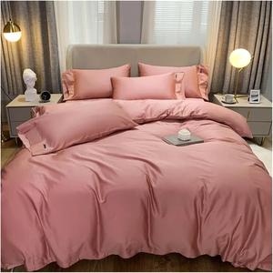 UOIO Комплект постельного белья из натурального хлопка бело-серого цвета с завязками-пуговицами